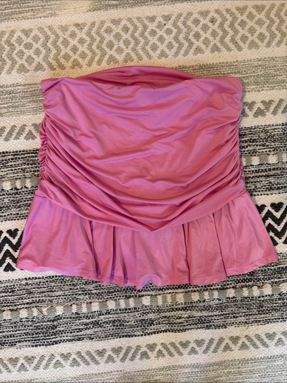 Wild Fable Pink Strapless Swim Bandeau with Ruching